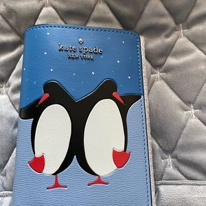 Kate Spade Artic Friends Penguin Passport/Credit Card Holder NWT
